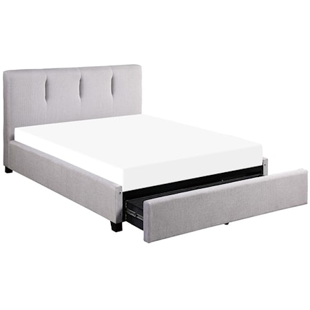 Contemporary Upholstered California King Platform Bed with Footboard Storage