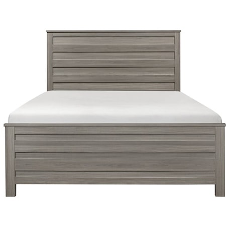 Transitional King Panel Bed with Horizontal Accented Head & Footboard