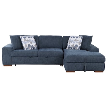 Casual 2-Piece Sectional with Right Chaise and Pull-Out Bed