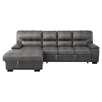 Casual 2-Piece Sectional with Pull-out Bed and Left Chaise with Hidden Storage