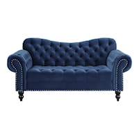Traditional Button-Tufted Loveseat with Nail-Head Trim