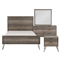 Contemporary 4-Piece Queen Bedroom Set with Panel Headboard