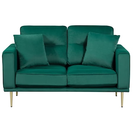 Contemporary Stationary Loveseat with Throw Pillows