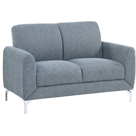 Contemporary Loveseat with Metal Feet