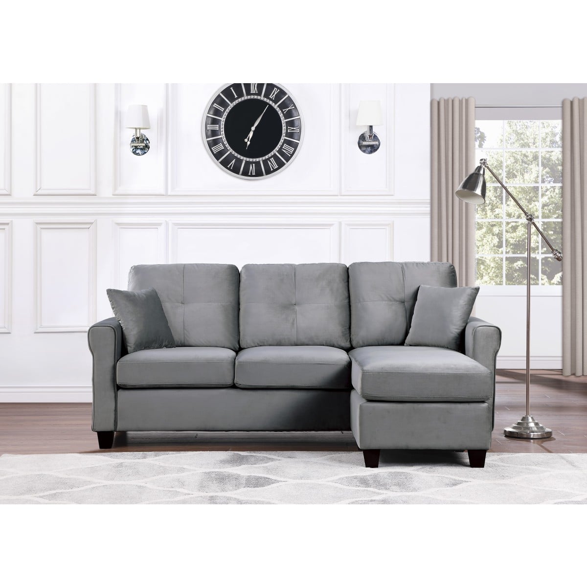 Homelegance Furniture Monty 9411GY-3SC Contemporary Reversible Sofa ...