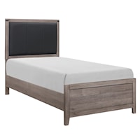 Contemporary Twin Panel Bed with Upholstered Headboard