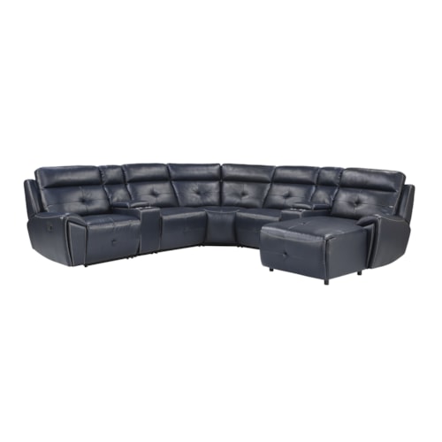 Contemporary 7-Piece Manual Reclining Sectional Sofa with Right Chaise