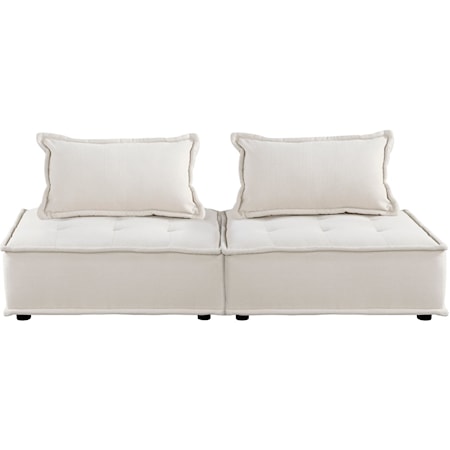 Contemporary Ottoman Style Loveseat