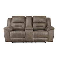Casual Double Reclining Love Seat with Center Console