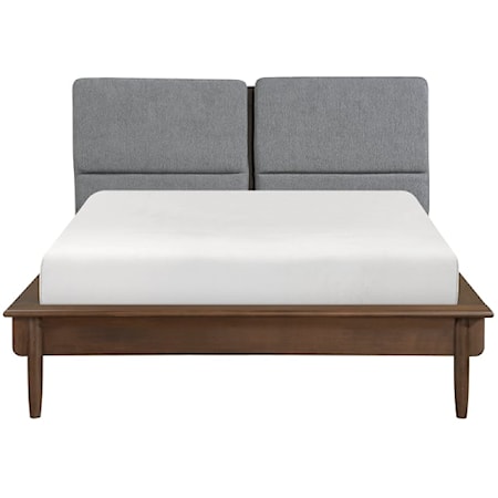 Contemporary California King Platform Bed with Upholstered Headboard