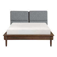 Contemporary California King Platform Bed with Upholstered Headboard