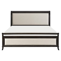 Transitional Upholstered California King Bed with Nailhead Trim