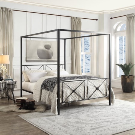 Queen Metal Canopy Platform Bed