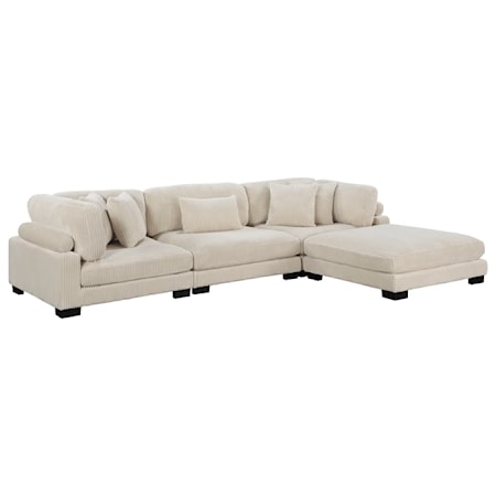 Casual 4-Piece Modular Sectional With Ottoman