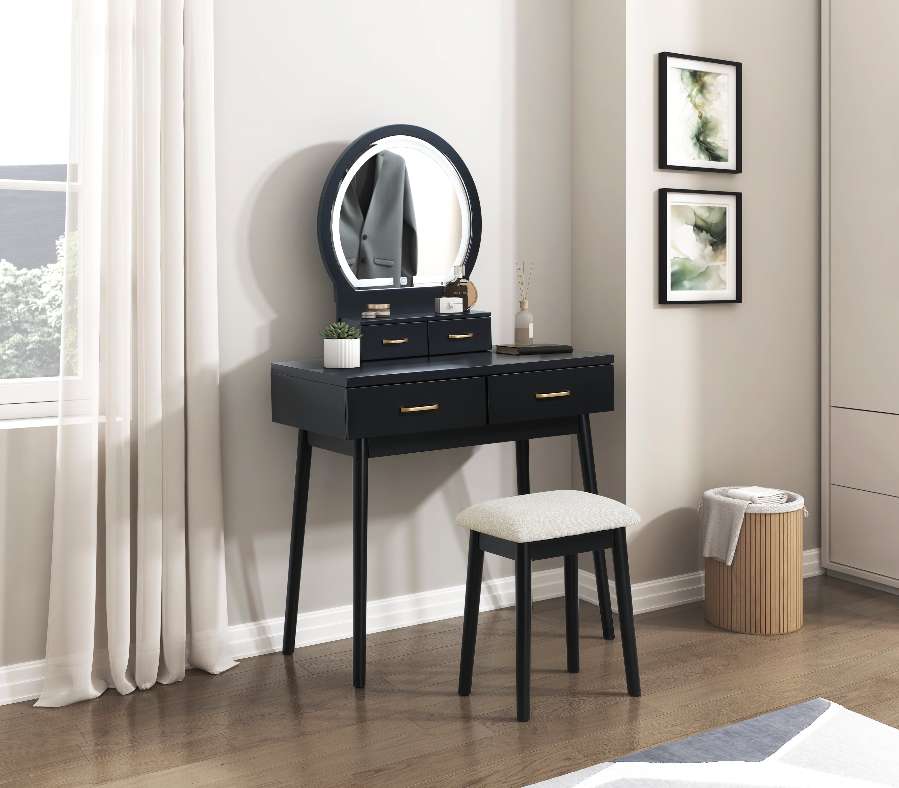 4-Drawer Vanity and Stool Set