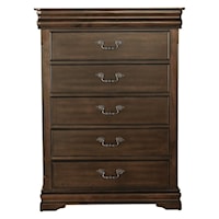 Traditional 5-Drawer Bedroom Chest with Extra Hidden Drawer