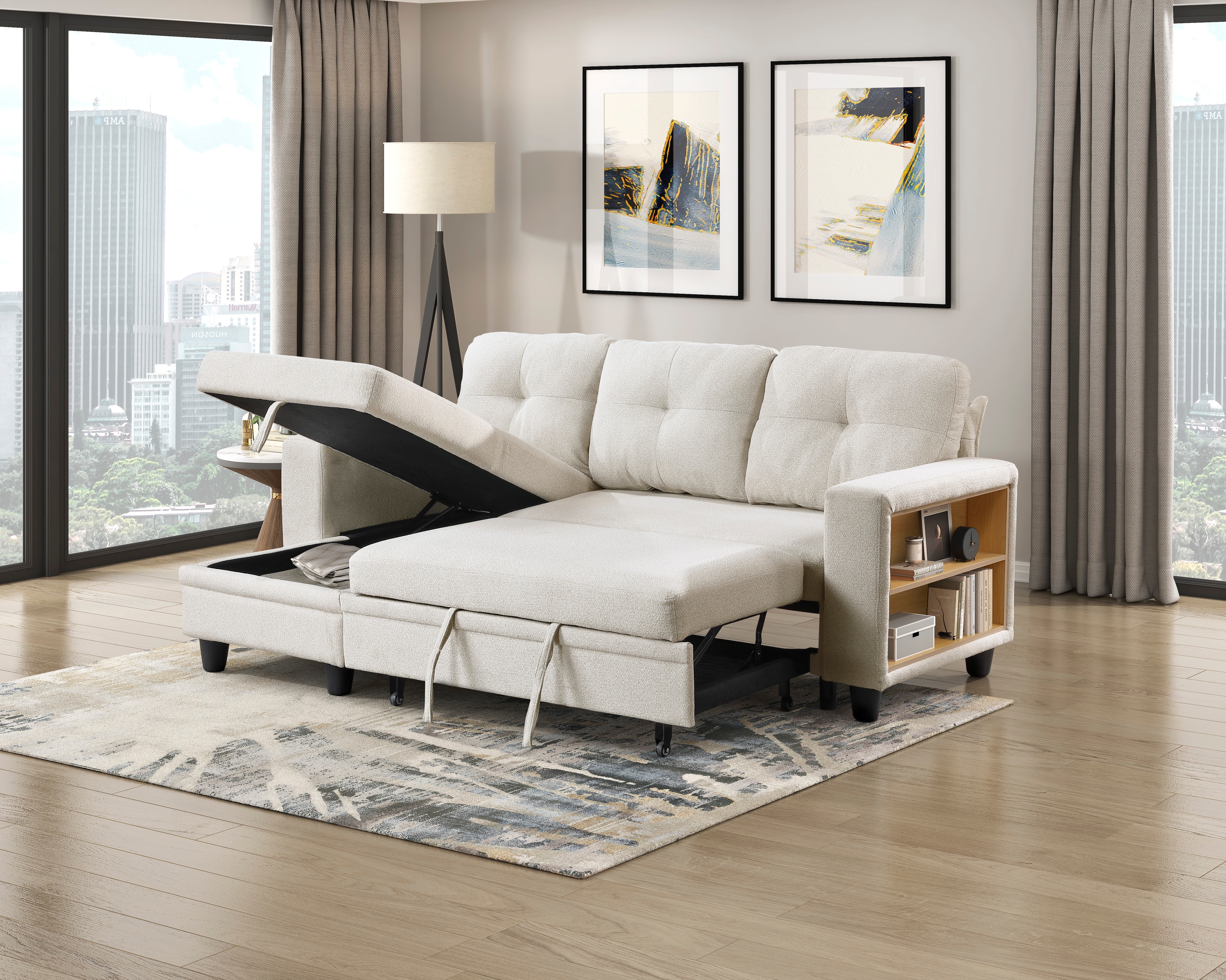 Homelegance Ansley 3-Piece Sectional Sofa with Pull-Out Bed
