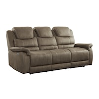 Transitional Double Reclining Sofa with Pillow Arms