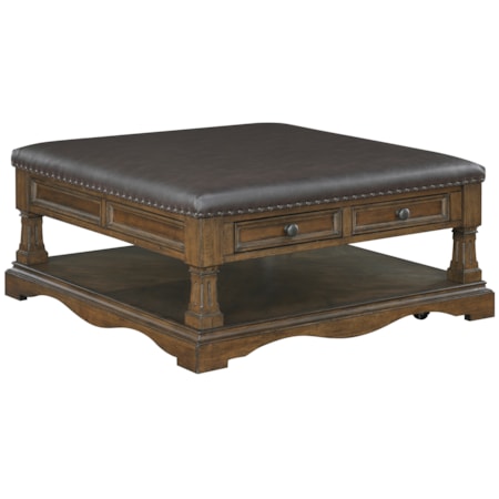 39" Sq. Faux-Leather Top Cocktail Table