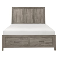 Rustic California King Platform Bed with Footboard Storage