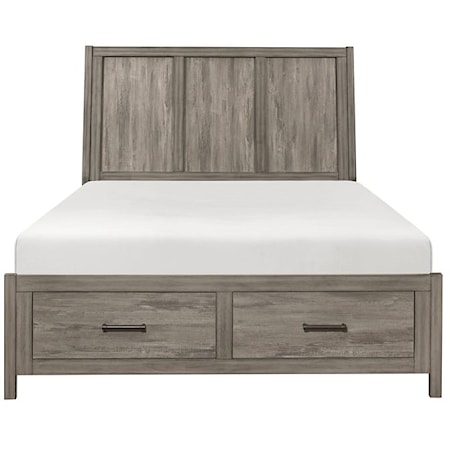 Rustic California King Platform Bed with Footboard Storage