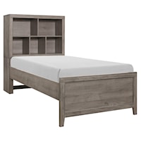 Contemporary Twin Panel Bed with Storage Headboard