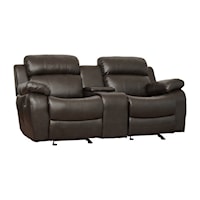 Casual Double Glider Reclining Loveseat with Center Console