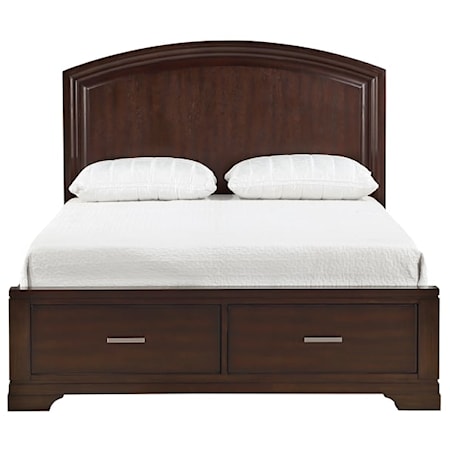 Transitional Full Platform Bed with Footboard Storage