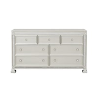 Glam 7 Drawer Dresser with Intricate Inlay