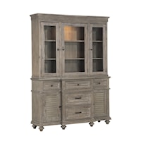 Transitional Buffet and Hutch with LED Lighting