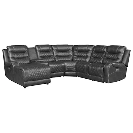 Casual 6-Piece Modular Power Reclining Sectional with Left Chaise