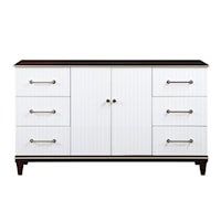 Contemporary 6-Drawer Dresser with Gold-Finished Trim