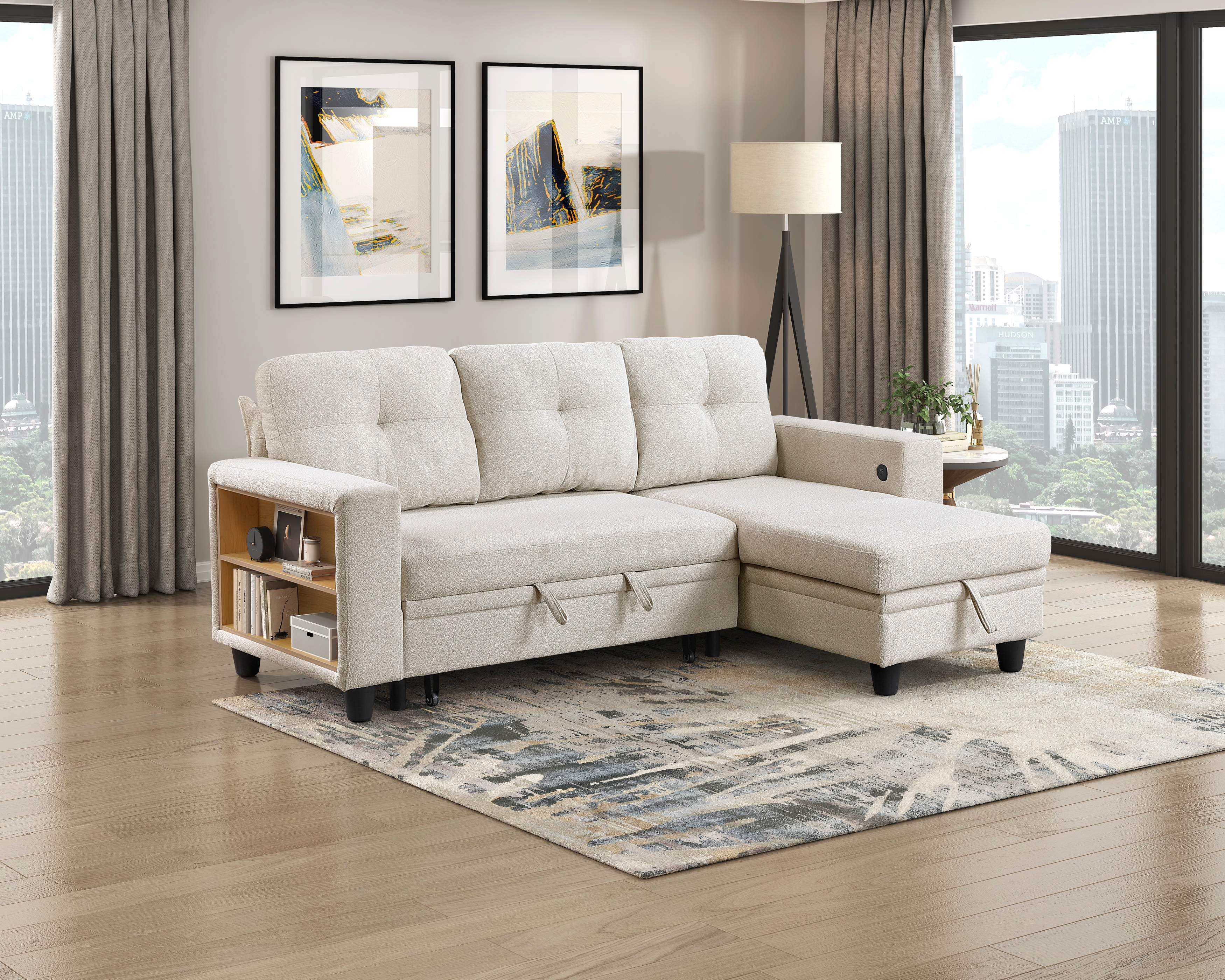 Homelegance Ansley 3-Piece Sectional Sofa with Pull-Out Bed