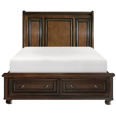 Full Sleigh Bed with Footboard Storage