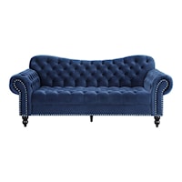 Glam Button Tufted Sofa with Nailhead Trimming and Rolled Arms