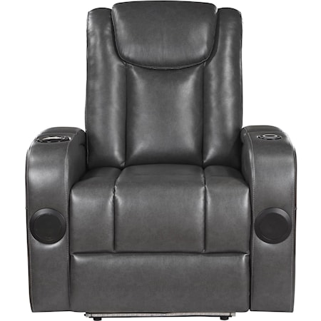 Casual Power Recliner with Wireless and USB Charging Ports, Speakers, Cooling Cup-Holder, and Storage Arms
