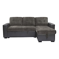 Casual 2-Piece Reversible Sectional with Pull-out Bed and Storage