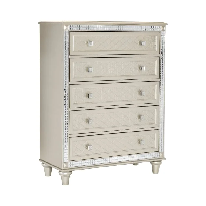 Juliette 5844-9 Glam Drawer Chest with Embossed Drawer Fronts ...