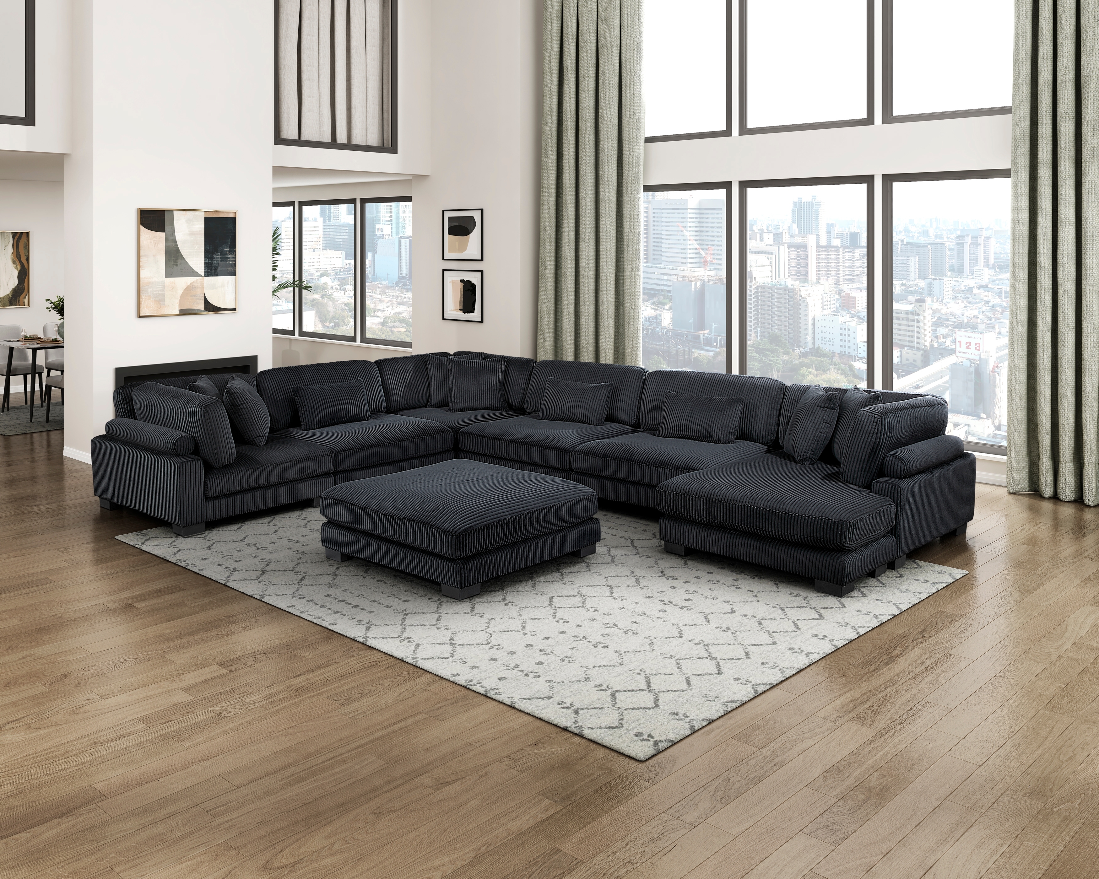 Homelegance Traverse 6-Piece Sectional Sofa with Ottoman