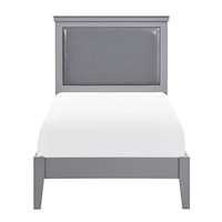 Transitional Twin Platform Bed with Upholstered Headboard