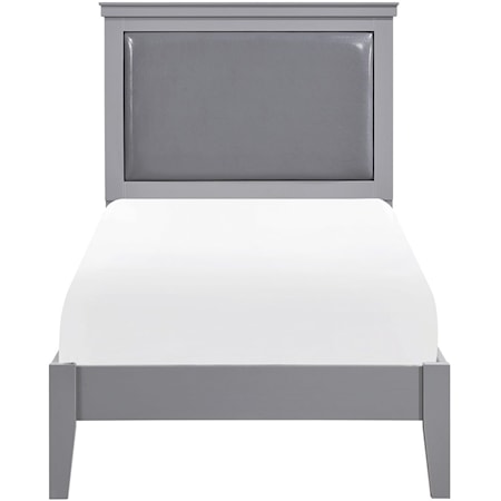 Transitional Twin Platform Bed with Upholstered Headboard