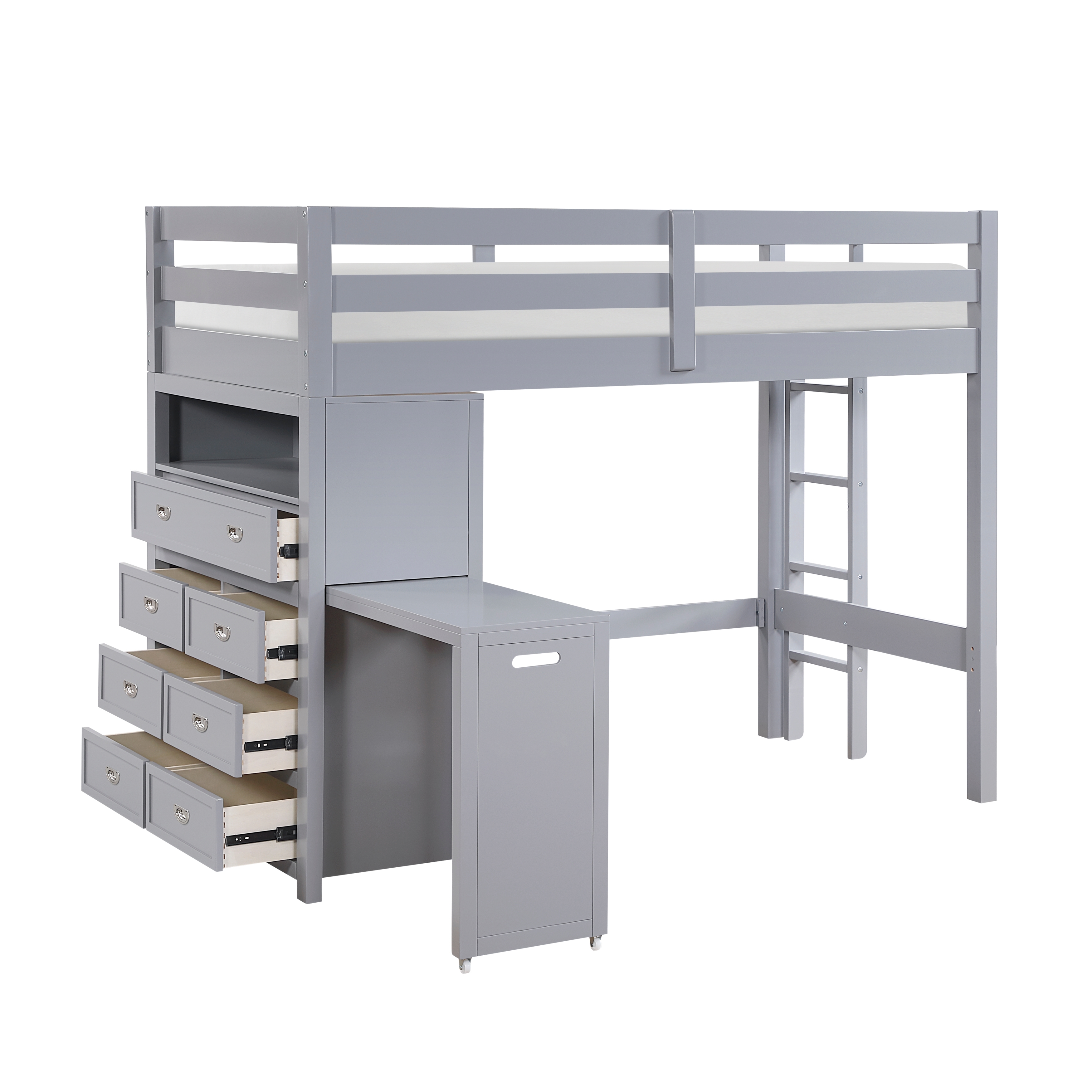 Homelegance Sloane Twin/Full Loft Bunk Bed with Hidden Desk