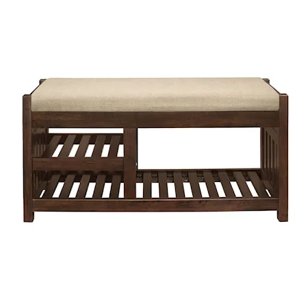 Casual Accent Bench with Shelving
