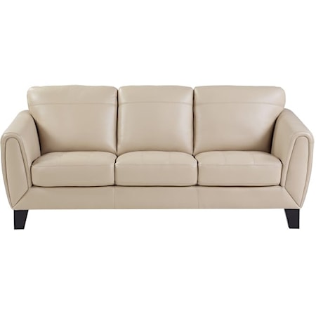 Contemporary Sofa with Top Grain Leather Upholstery