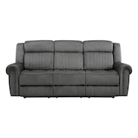 Transitional Power Double Reclining Sofa with Nailhead Trim