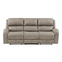 Transitional Double Reclining Sofa with Microfiber Upholstery