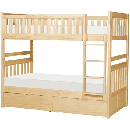 Twin/Twin Bunk Bed with Storage Boxes