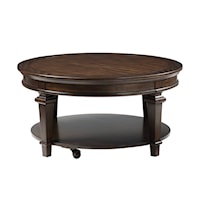 Traditional Round Coffee Table with Lower Shelf