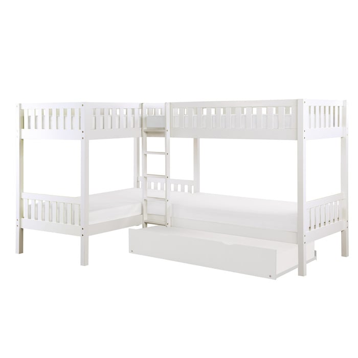 Homelegance Galen Corner Bunk Bed with Twin Trundle