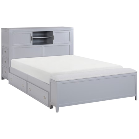 Full Bookcase Bed with Hidden Desk